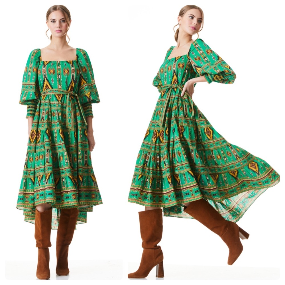 ALICE + OLIVIA Rowen Square Neck Midi Dress